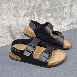 Neu mit Etikett Birkenstock Schuhe 36 ~ US 5,5-6 Milano Birko-Flor Sandalen schwarz große Schnalle - Bild 1 von 12