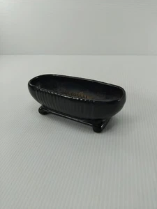 Japanese Ikebana Vase Handmade Small Black Oval Shape - Picture 1 of 11