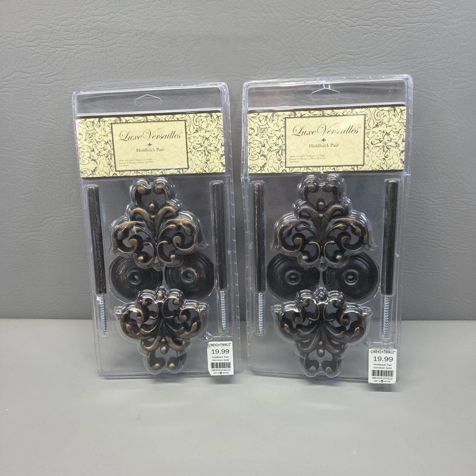 Decoración de bufanda para cortinas - 2 juegos de postes de retención - Ventana de lujo Versalles  Foto 1 de 4