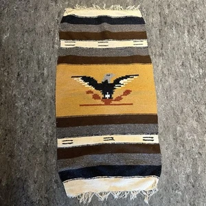 Vintage Handwoven Wool Eagle Blanket Rug Southwestern Native Style - Picture 1 of 6