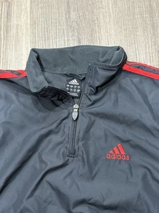 Camisa Adidas Y2K Pequeña Negra Roja Manga Larga Pullover Cuarto Cremallera Estilo Pista - Imagen 1 de 8
