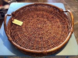 2011 William Sonoma Woven Basket W/Handles 20” x 3” - Picture 1 of 17