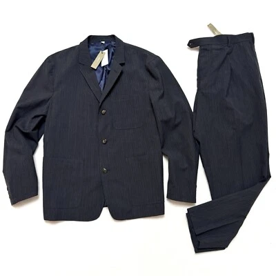 Wallace & Barnes 44R Suit Italian Wool Seersucker Jacket & Pants 38x29 J Crew - Image 1 of 4