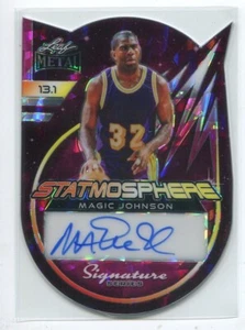 2024 Foglia Metallo Firma Statmofera Die-Cut AUTOGRAFO Magic Johnson 1/1 - Foto 1 di 2