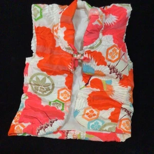 Vintage girls Oriental Neon pink & Orange Vest Bird size 7 Girls  - Picture 1 of 4