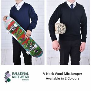 Balmoral Kids School Uniform Knitted Jumper Wool Blend V Neck Top Pullover Knit