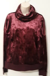 Betsey Johnson Vinta Red Wine Crushed Velvet Blouse Stretch SZ Small - Picture 1 of 12