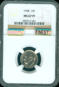 Roosevelt Dime 1968 NGC MS67 FT MAC la mejor calidad✔️ - Imagen 1 de 2