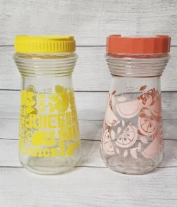 Vintage Lemon/Orange Juice Pitchers Set of 2 Glass Carafe Flip Top Movie Prop - Picture 1 of 7