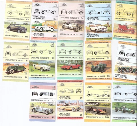 St. Vincent Grenadines 1984 Cars Se-Tenant Pairs Complete Set MNH (SC# 441-454) Cover
