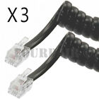3 Pack Lot - 7ft Telephone Handset Receiver Cord Phone Coil Cable 4P4C - Black