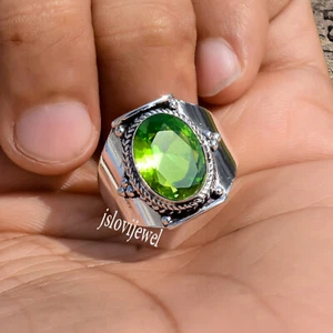 Apple Green Peridot Cut Gemstone 925 Sterling Silver New Arrival Ring Jewelry - Picture 1 of 6