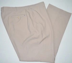 PETER MILLAR Stretch Performance Khaki Flat Front Golf Pants Sz 46 x 36 - Picture 1 of 4