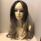Virgin Remy Synthetic Ombre Black To Grey Hair Wig Long 
