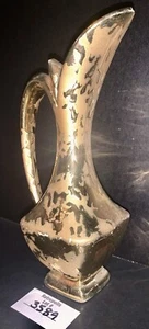 Jarrón MCM Weeping dorado cerámica jarra Ewer Hollywood Regency vintage - Imagen 1 de 7