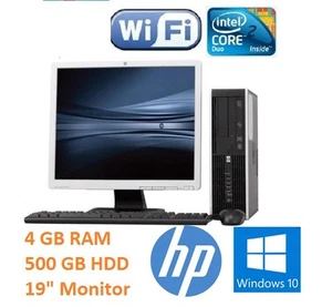 HP FULL COMPLETE DESKTOP SET 19" MONITOR FAST COMPUTER SYSTEM WIN10 WI-FI SALE - Picture 1 of 6