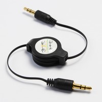 Retractable 3.5mm Male to Male Stereo Jack Audio Aux Auxiliary Cable Gold Plated