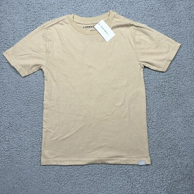 Lucky Brand Shirt Boys Small 8 Short Sleeve Tan Tee Cotton Polyester Blend - Image 1 of 4