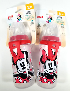 Nuk Disney Minnie Mouse *2 PACK* 10 oz. Active Sippy Cups w Carry Clips Ages 8m+