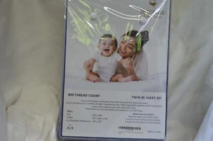 Audley Home 100% Egyptian Cotton 800TC 3 Piece TWIN XL Sheet Set BLUE STRIPE - Picture 1 of 5