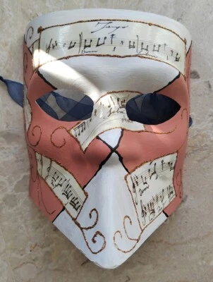 Maschera Veneziana per carnevale DECORATA A MANO Stile Casanova Pezzo UNICO - Immagine 1 di 3