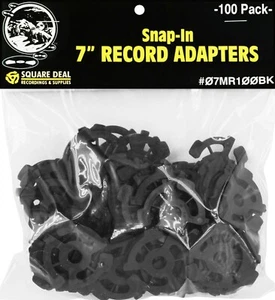 (100) Flache schwarze Adapter/Einsätze für 7 Zoll 45 U/min Vinyl Schallplatten 45s EP Single - Bild 1 von 2