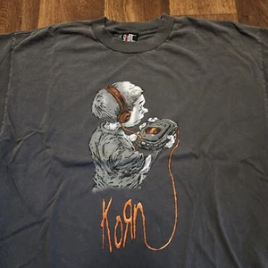 Vintage KORN Follow The Leader T-Shirt Gray 90s Discman Giant Band Tee XL GRAIL - Picture 1 of 6