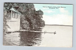 STOUGHTON WISCONSIN VIEW AT NICHOL'S POINT LAKE KEGONSA POSTCARD (E-50) - Picture 1 of 2