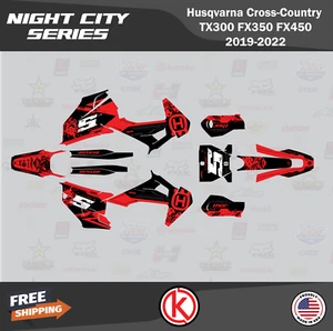 Graphics Kit for Husqvarna TX300, FX350, FX450 (2019-2022) Nightcity - Red - Picture 1 of 6
