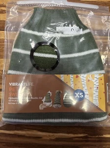 Vibrant Life Pullover Knit Pet Sweater Green Striped Size XS NEW! Dog Cat 5-10lb - Picture 1 of 4