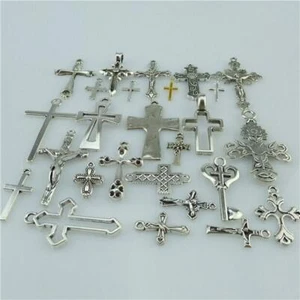 25x Gemischt Kreuz Anhänger Vintage Antik Silber Ton Legierung Glaube Religiös Charm - Bild 1 von 4
