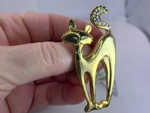 Brosche Anstecknadel Katze klar pave Strass Vintage M-0995 - Bild 1 von 3