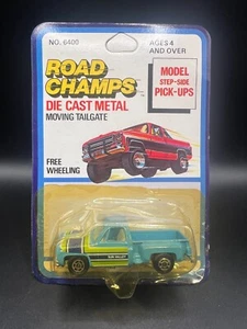 Yatming Vintage Chevy Stepside Blue Pickup Truck On Card! Road Champs No 6400 - Picture 1 of 2
