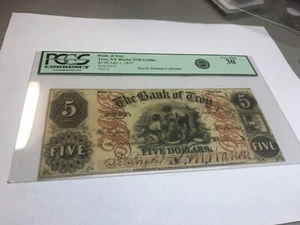 1857 Troy NY ,  bank of ,  $5 Red Five , pcgs vf30,  rare  - Picture 1 of 2