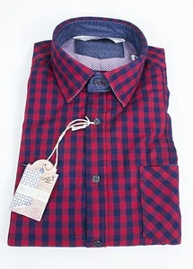 CAMICIA AL MILANO COTONE FLANELLA A QUADRI ROSSO E BLU CON TASCHINO SLIM FIT - Foto 1 di 10