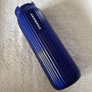 Starbucks Blue Ribbed Stainless Steel Vacuum Insulated 16oz Tumbler - NEW - Picture 1 of 7