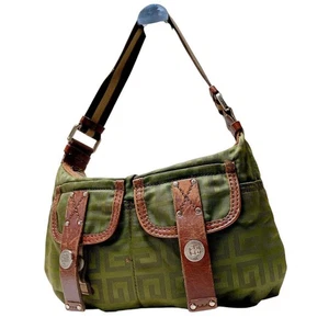 GIVENCHY Bolso de Hombro Caqui Verde Lona Cuero Para Mujer USADO DE JAPÓN - Imagen 1 de 10