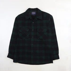 Camisa vintage Pendleton de lana con botones talla mediana verde azul tartán a cuadros - Imagen 1 de 6