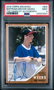 2018 TOPPS ARCHIVES THE SANDLOT BW BERTRAM GROVER WEEKS AUTO PSA 9 - Picture 1 of 2