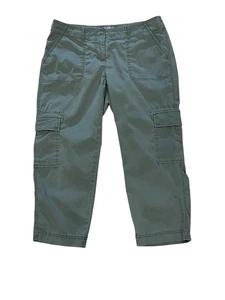 J Jill Olive Green Casual Cargo Crop Pants Women’s Size 8 Petite-Cotton Spandex - Picture 1 of 12