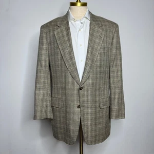 H. Stockton Atlanta Mens 43L Wool Silk Plaid Blazer Jacket - Picture 1 of 10