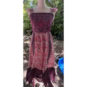 Women's S Flower Maxi Backless Dress with Wrap Around Bow Closure Ruffle Bottom - Picture 1 of 8
