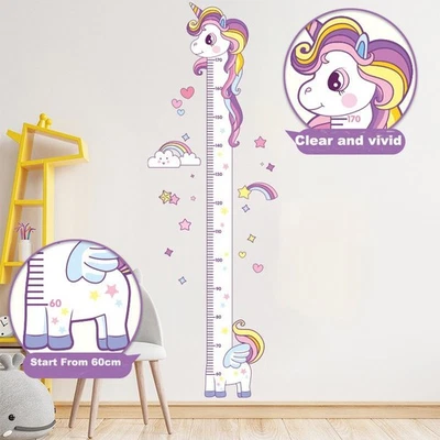Unicorn Kid's Height Measure Wall art Stickers Rocket Children's Nursery Decals - Image 1 of 4