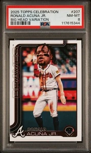 2025 Topps Celebration Big Head Variations #207 Ronald Acuna Jr. PSA 8 SSP - Foto 1 di 3