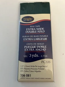 Wrights Bias Tape Extra Wide Double Fold PC206 -081. JUNGLE GREEN - Picture 1 of 1