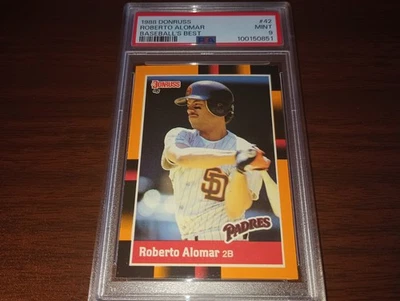 Donruss Baseball's Best 1988 Roberto Alomar #42 PSA 9 como nuevo Padres Salón de la fama RC Foto 1 de 2