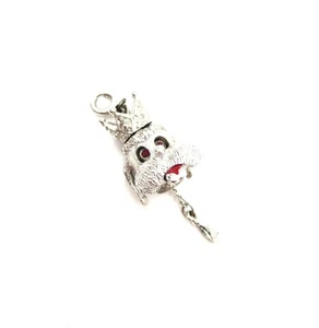 VTG Monet Silver Tone 2" Mechanical Poodle Dog Charm Pendant Rhinestone 3D 1960s - Picture 1 of 5