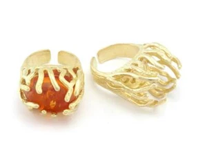 Raw Stone Claw Ring Setting Blank Base Adjustable 18x13mm setting) 6-8US 4772 - Picture 1 of 4