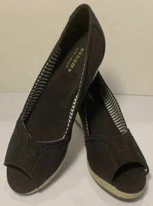 Sonoma Life + Style Black Peep Toe Wedge Espadrilles Size 7M - Picture 1 of 12
