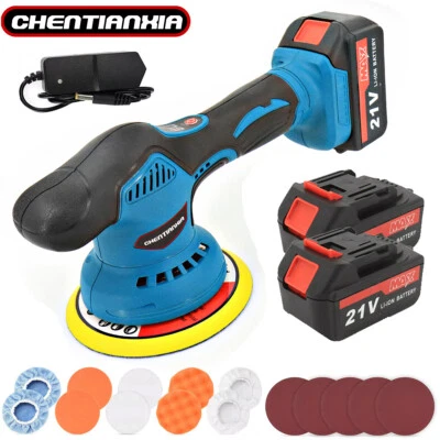 CHENTIANXIA 1/2 Batteries Cordless Car Polisher Buffer Sander Machine Polishing Pads Kit UK